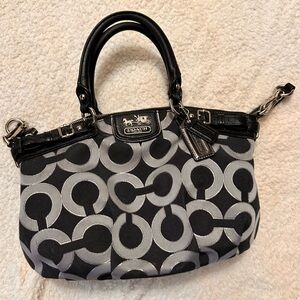 Coach Black and Silver Circle Pattern Satchel